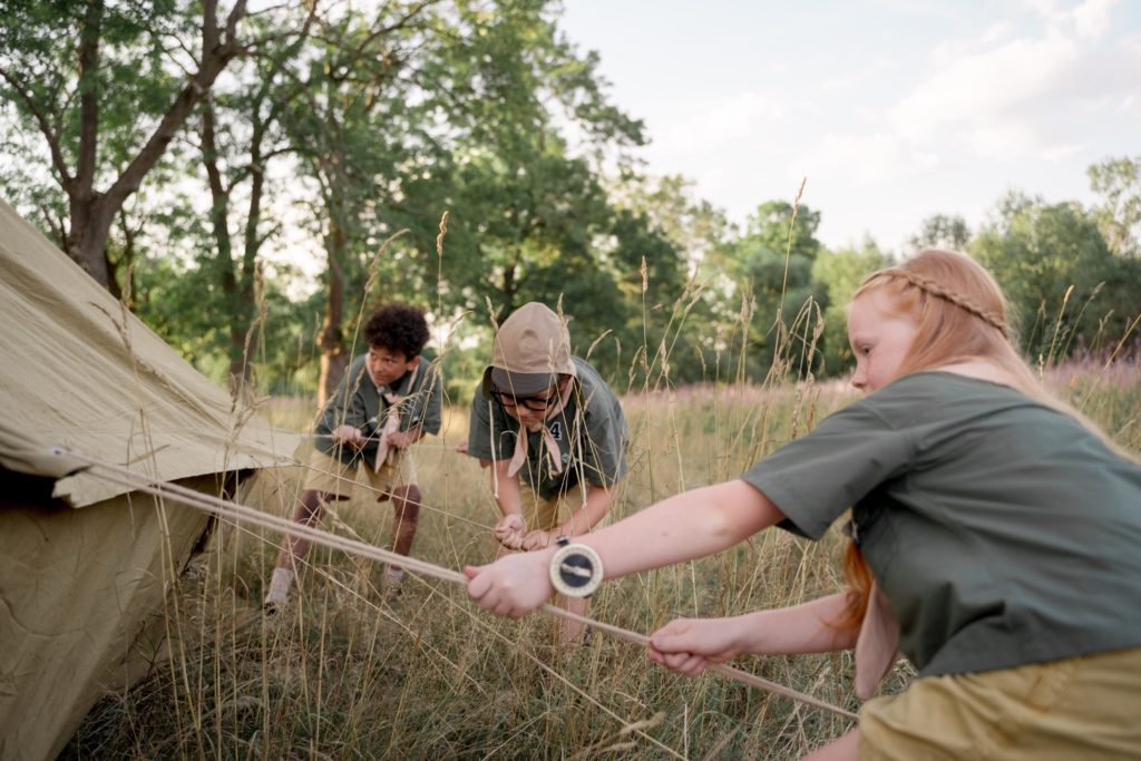 spend time outdoors with three kids in a small house